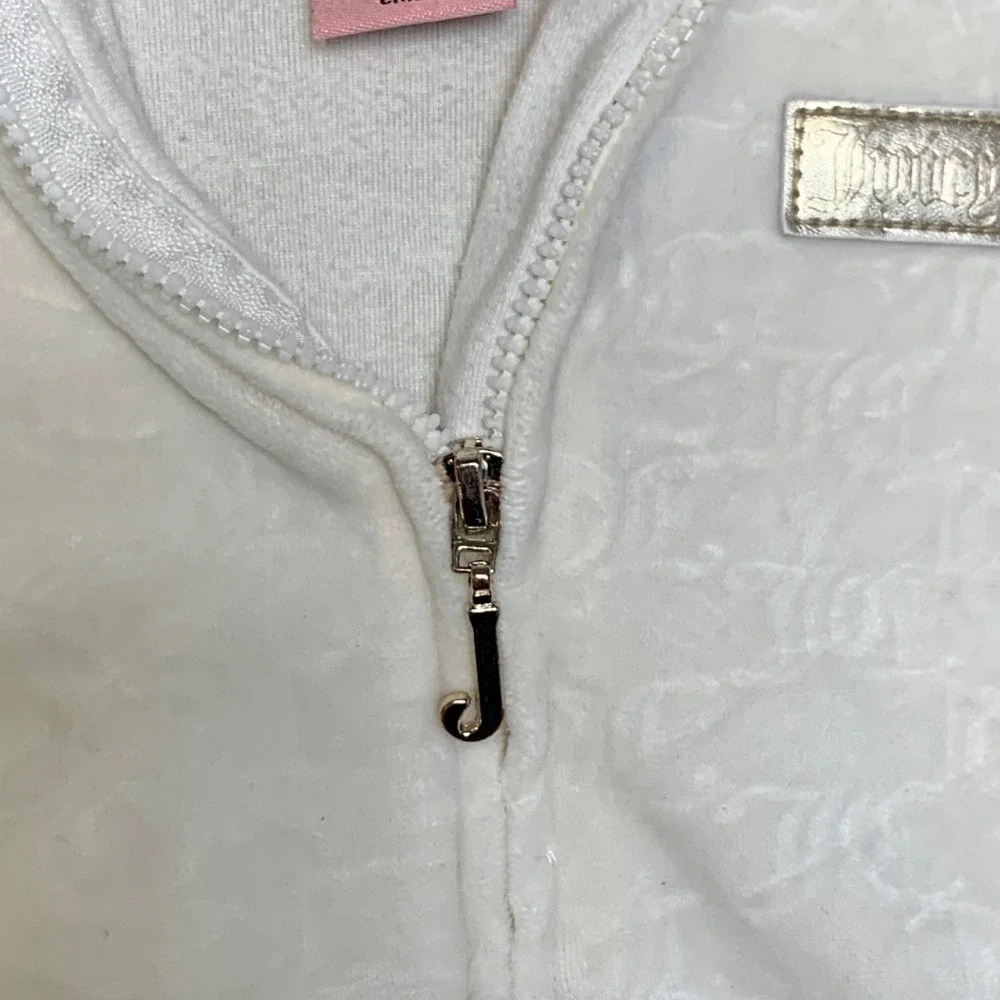 Juicy Couture Full Zip Track Jacket Baby Girls 12M Cream Velour Long Sleeve